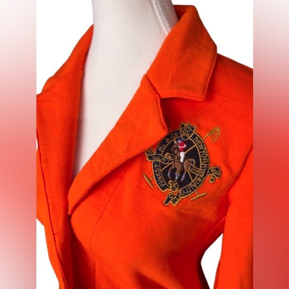 NWT Ralph Lauren Equestrian Polo Crest Blazer Orange Red Logo Jacket Horse Logo - Picture 7 of 16